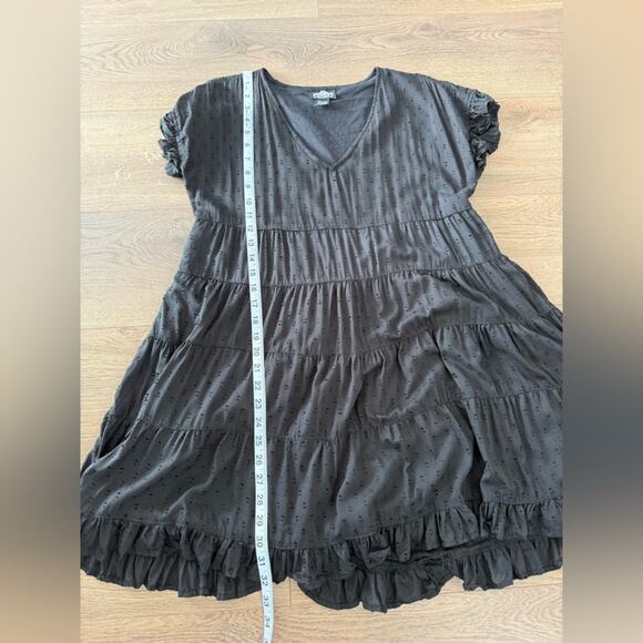 Angie Black Swiss Dot Tiered Mini Dress Size Medium - Picture 9 of 9